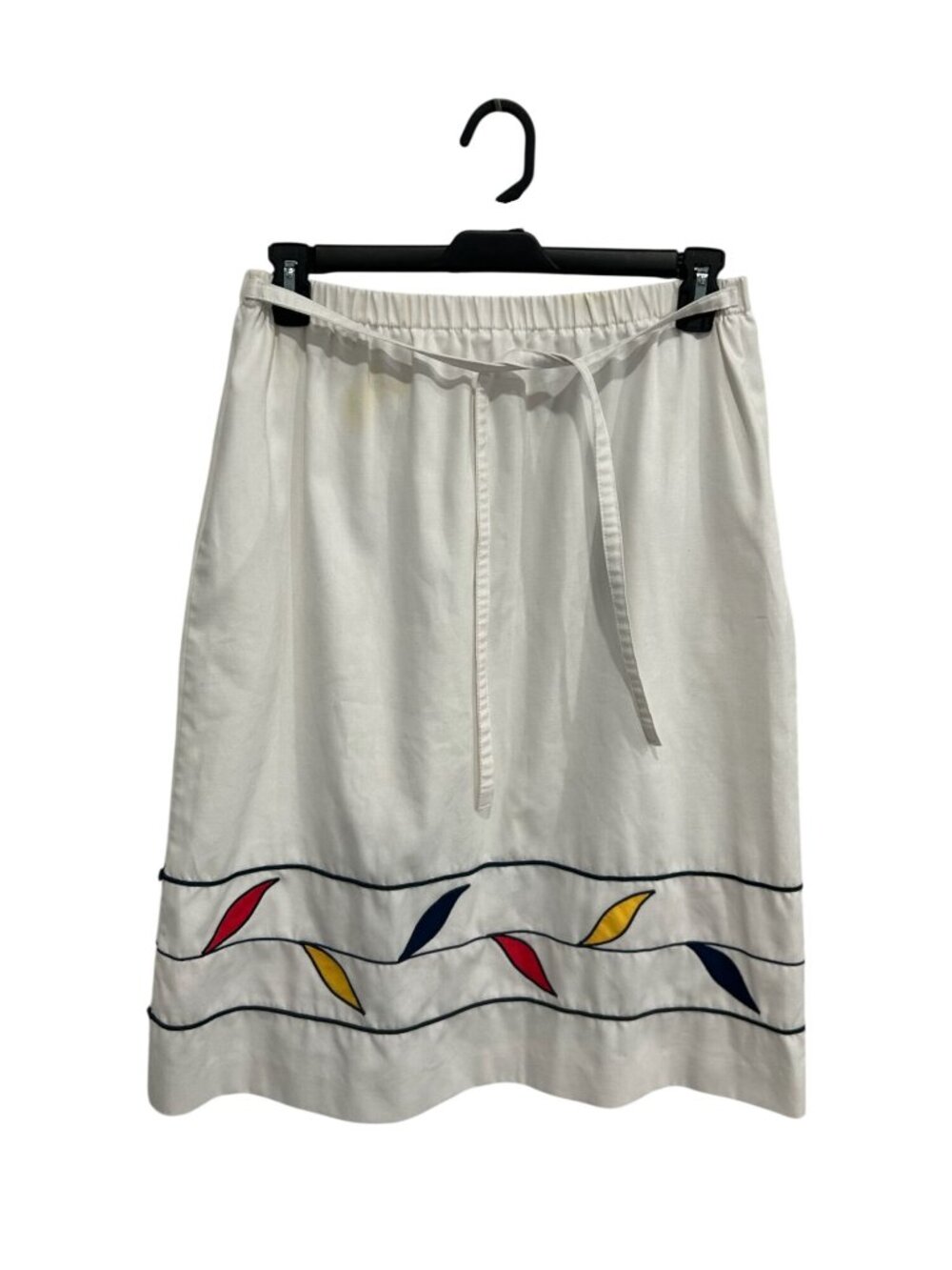 Vintage Sanibel Sport Large White Leaf Embroidery Elastic Waist Skirt Cottagecor